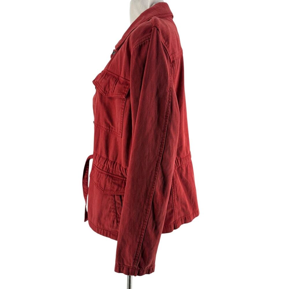 Orvis Women's Red Lyocell Cotton Utility Long Sleeve Button Jacket Size Medium - Picture 2 of 7